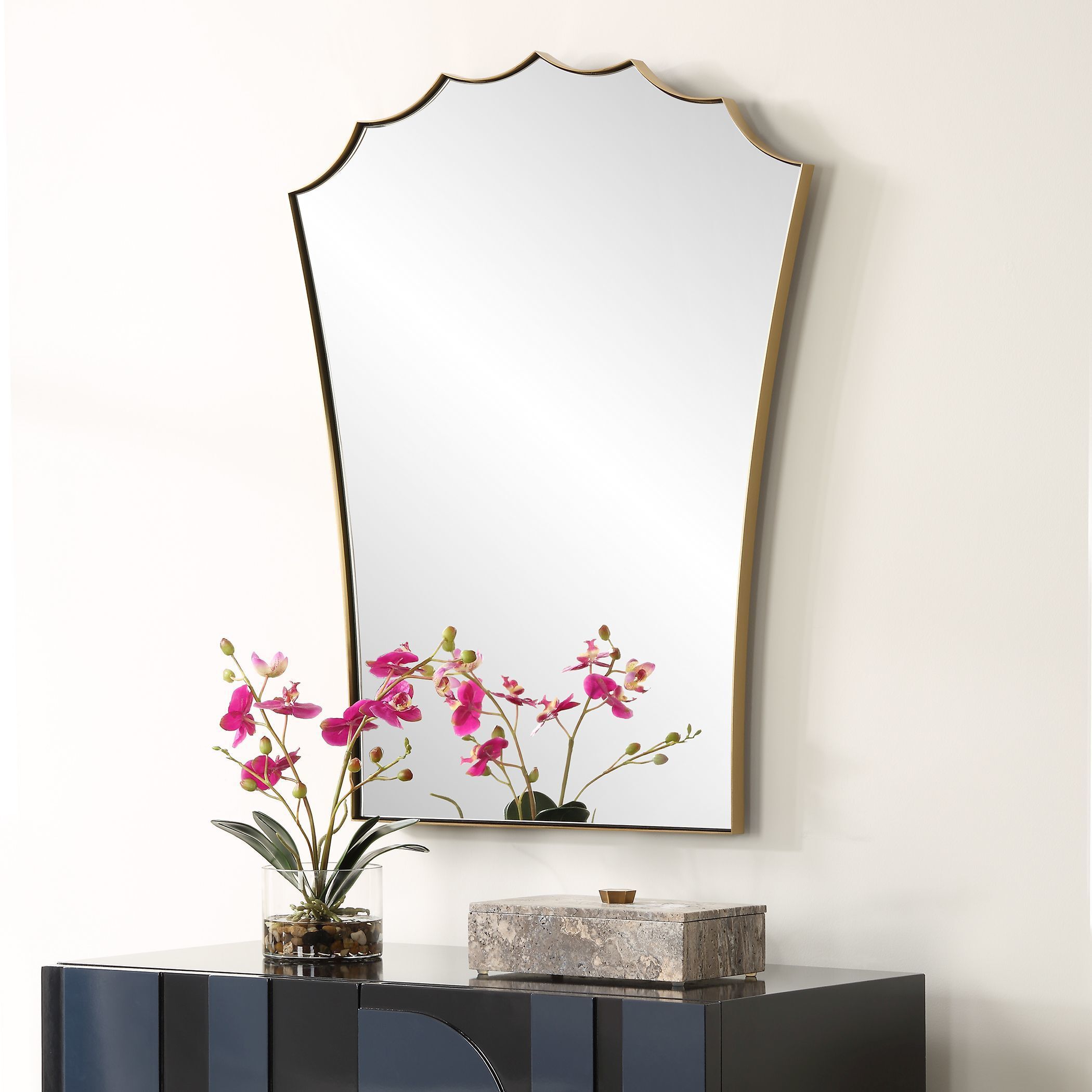 Monarch 30.5 X 24 inch Plated Antique Brass Vanity Mirror