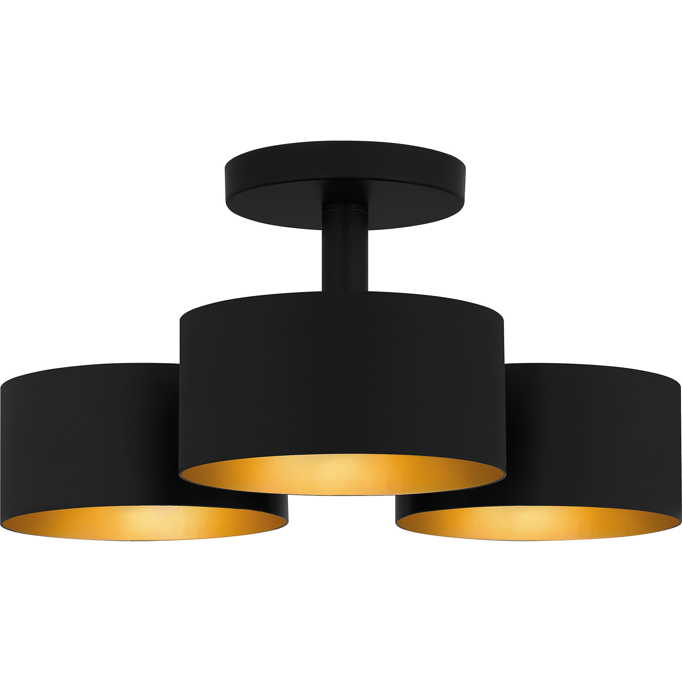 Nala 3 Light 16.25 inch Matte Black Semi-Flush Mount Ceiling Light, Medium