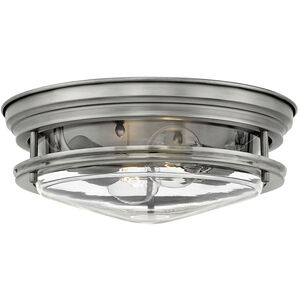 Hadley LED 12 inch Antique Nickel Indoor Flush Mount Ceiling Light in Clear