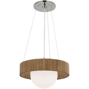 Windsor Smith Arena LED 18.5 inch Polished Nickel and Natural Oak Ring and Globe Chandelier Ceiling Light