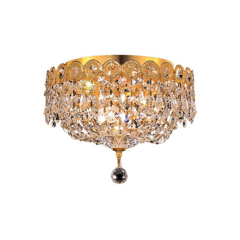 Century 3 Light 10 inch Gold Flush Mount Ceiling Light in Royal Cut