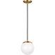 Leo - Hanging Globe LED 8 inch Satin Brass Pendant Ceiling Light