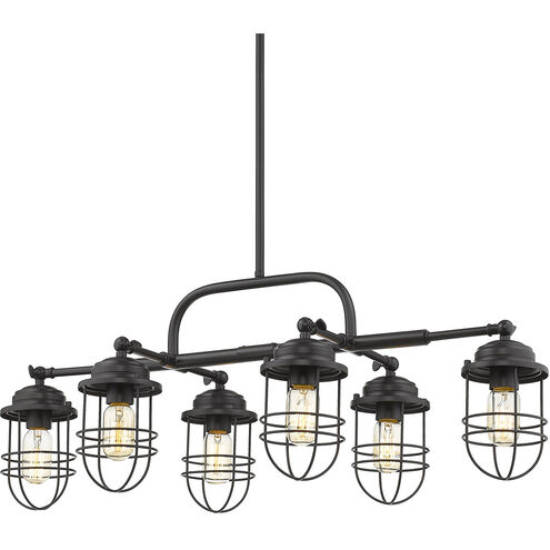 Seaport 6 Light 35 inch Matte Black Linear Pendant Ceiling Light