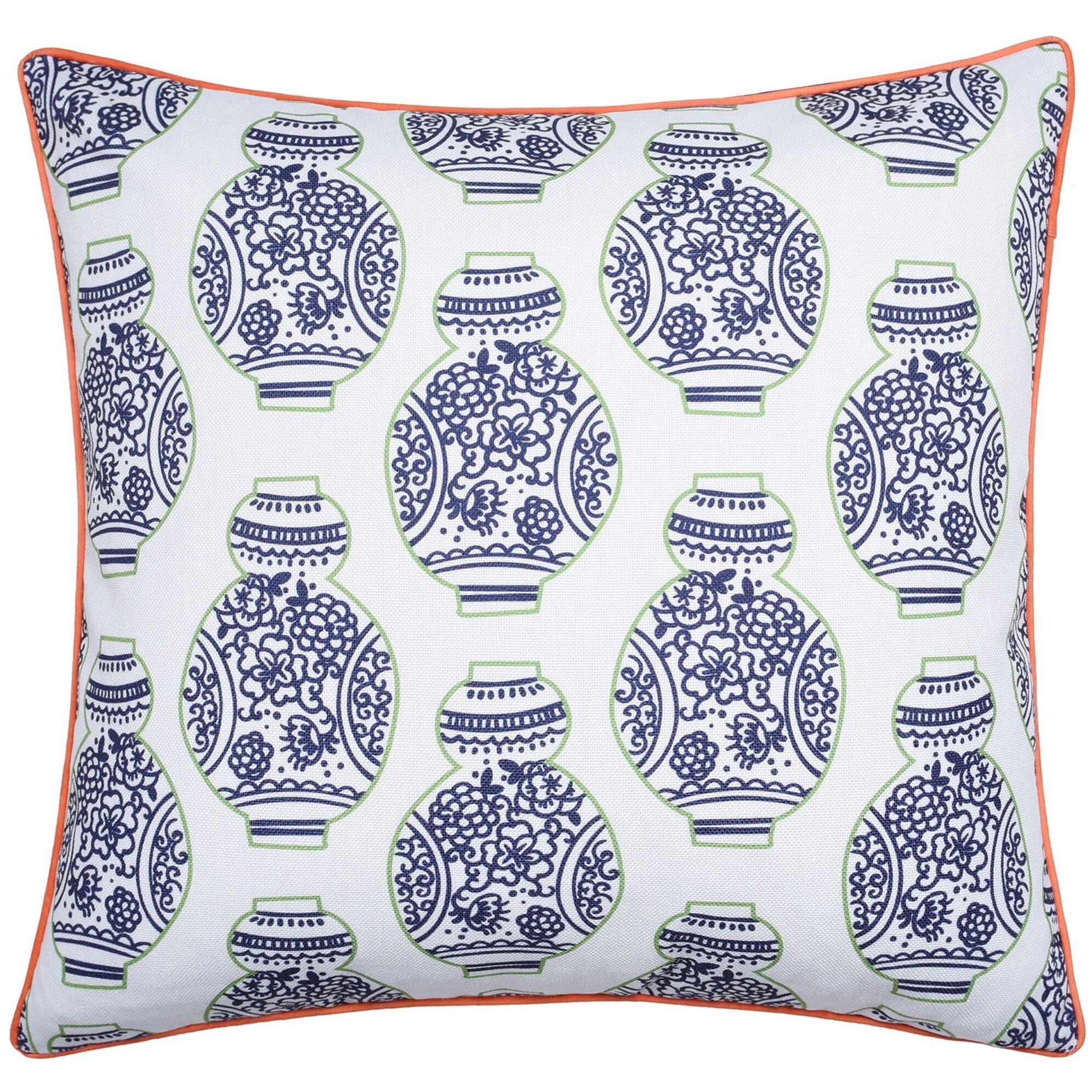 Dann Foley Double Sided Pillow 5 inch Green and White Throw Pillow