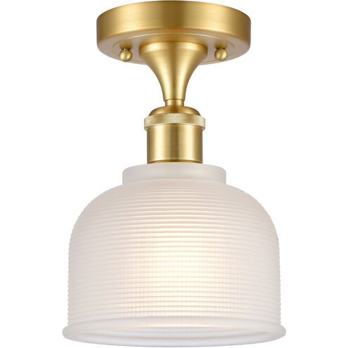 Ballston Dayton 1 Light 6 inch Satin Gold Semi-Flush Mount Ceiling Light in White Glass, Ballston