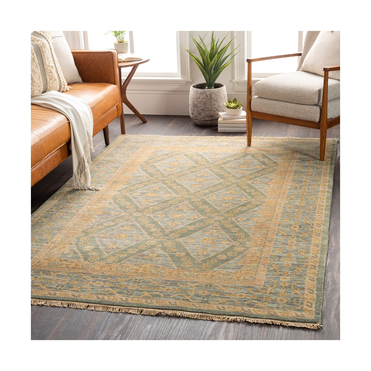 Zeus 102 X 66 inch Sage/Denim/Khaki/Camel Rugs, Wool