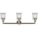 Franklin Restoration Small Canton 3 Light 30 inch Brushed Satin Nickel Bath Vanity Light Wall Light in Clear Glass, Franklin Restoration