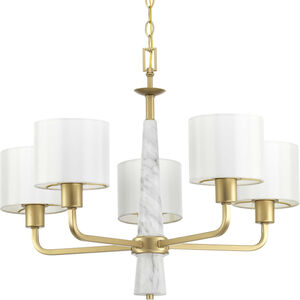 Santa Barbara 5 Light 27 inch Vintage Gold Chandelier Ceiling Light, Design Series