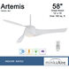 Artemis 58 inch White Ceiling Fan