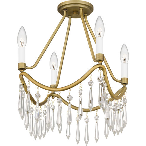 Airedale 4 Light 12 inch Aged Brass Semi-Flush Mount Ceiling Light