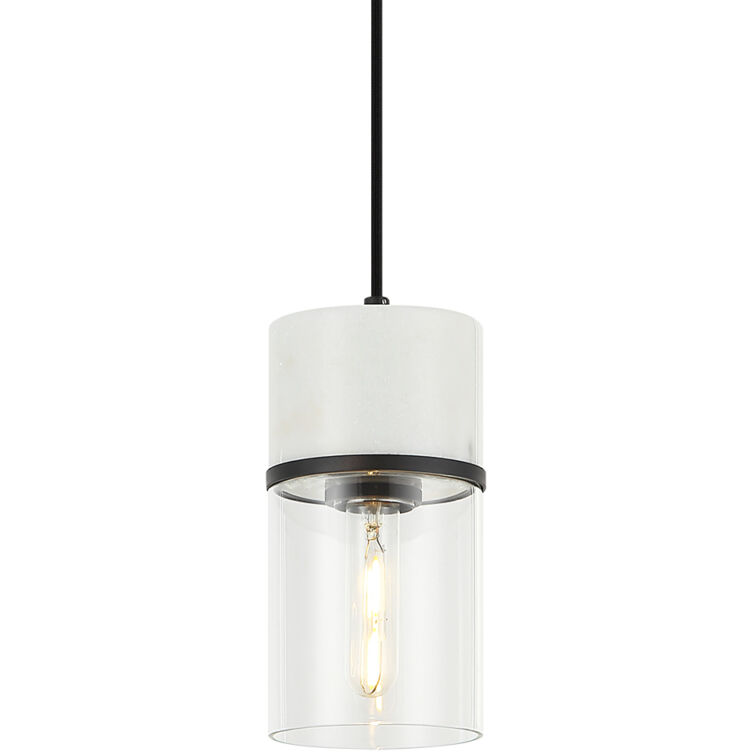 Marmor 1 Light 4.5 inch Matte Black and White Marble Pendant Ceiling Light