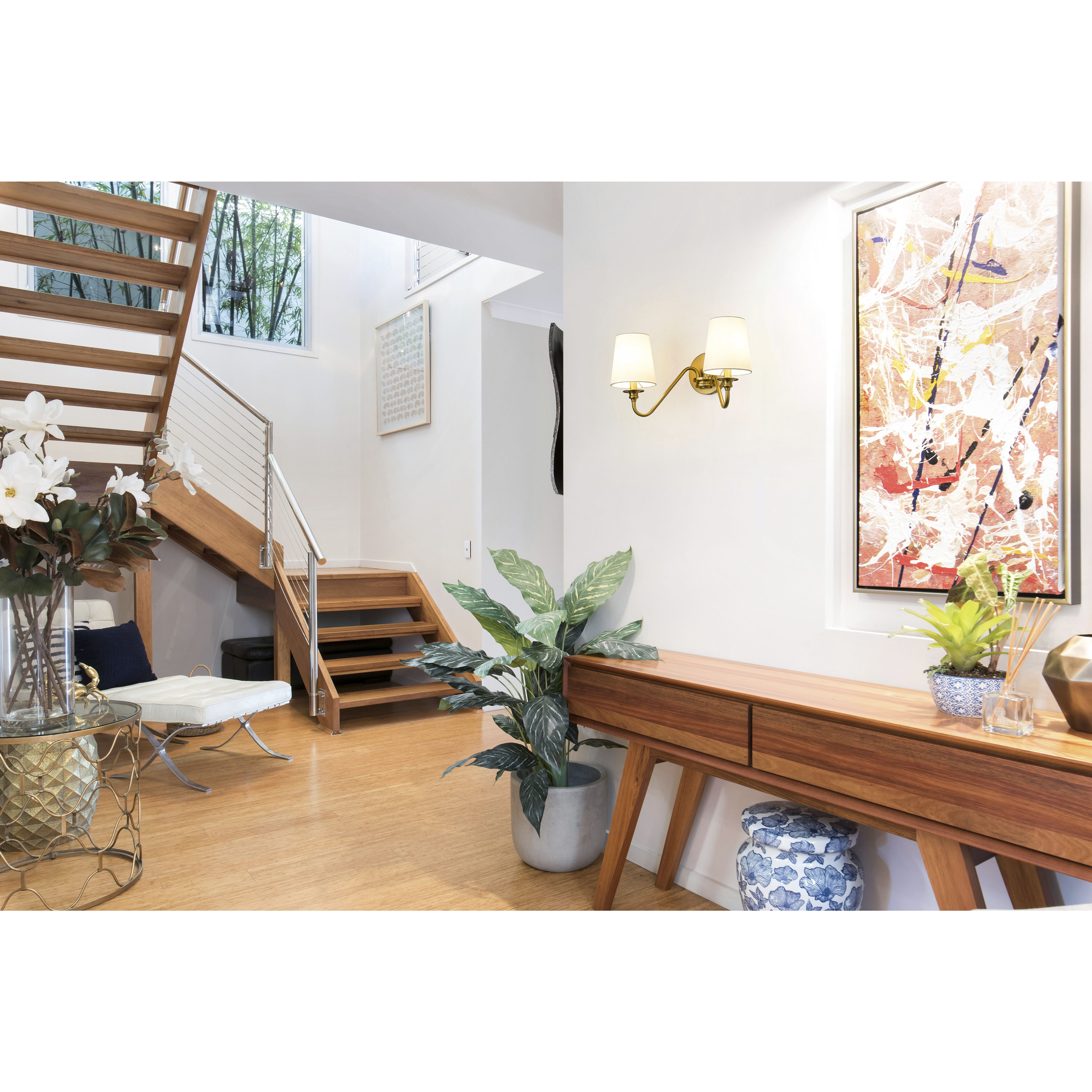 Gianna 2 Light 20 inch Modern Gold Wall Sconce Wall Light