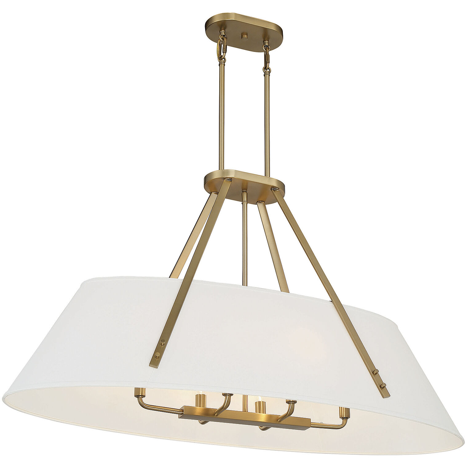 Newport 6 Light 42 inch Warm Brass Linear Chandelier Ceiling Light, Essentials