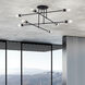 Delacroix 8 Light 35 inch Black with Brushed Nickel Accents Semi-Flush Ceiling Light