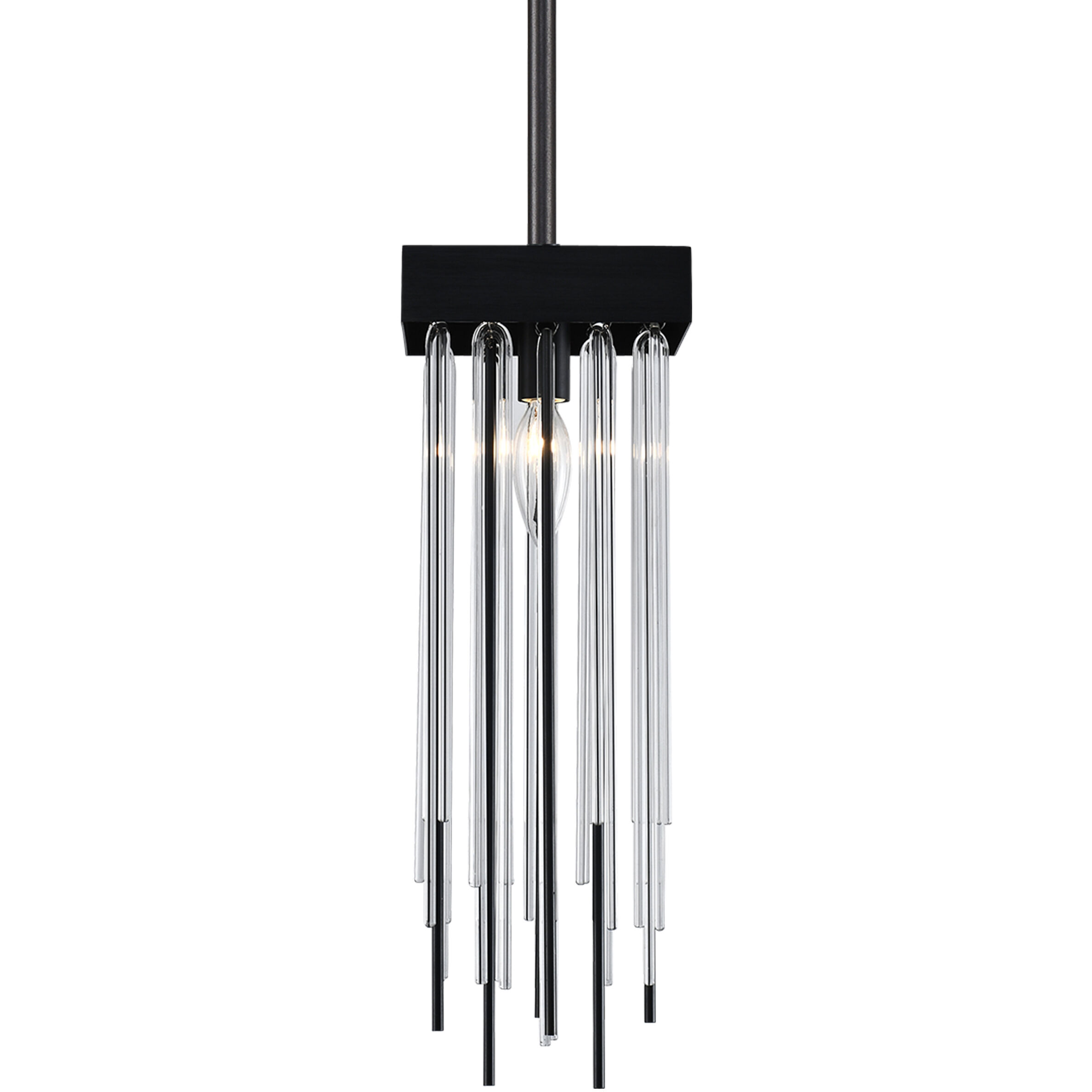 Waterfall 1 Light 5.88 inch Satin Brushed Black Mini Pendant Ceiling Light
