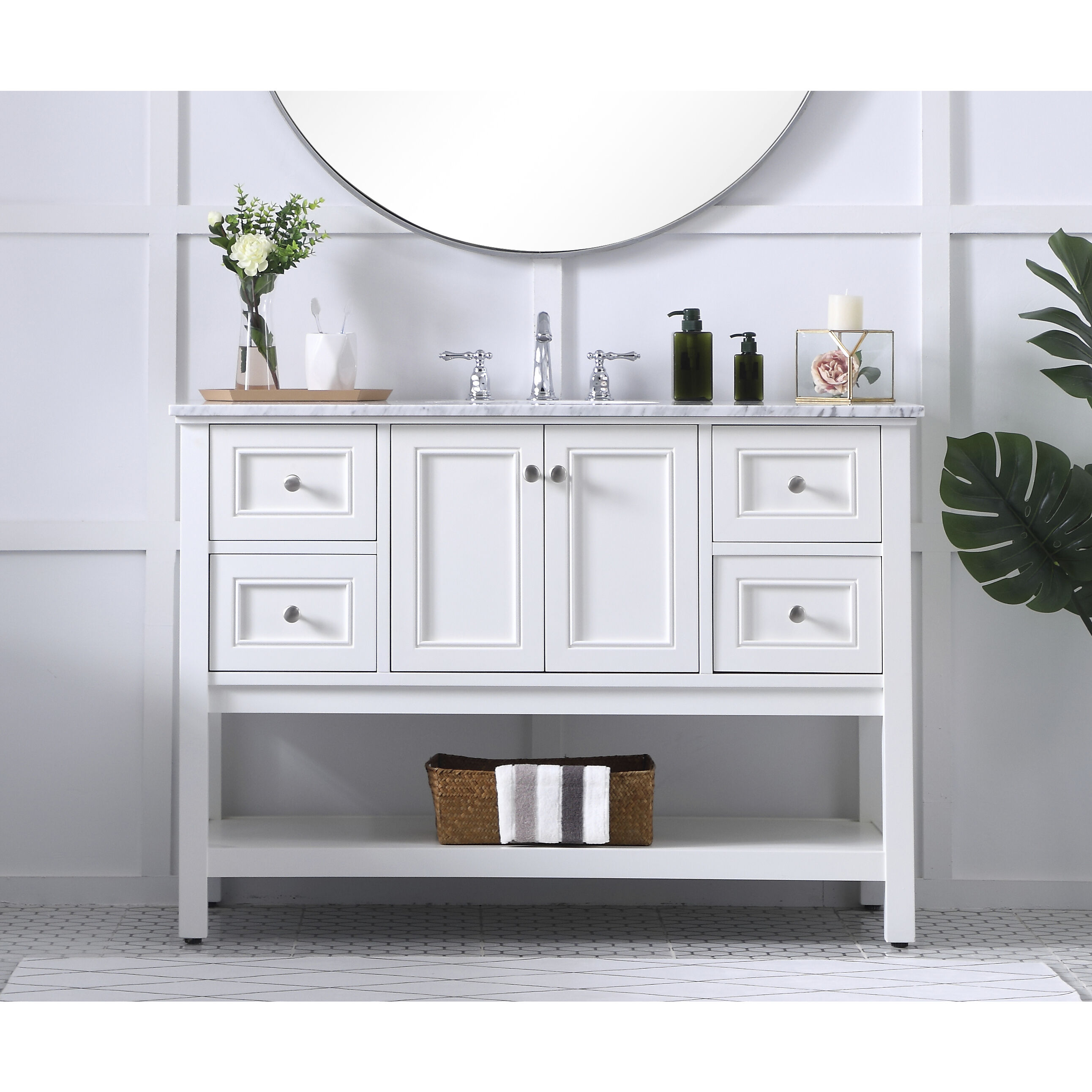 Metropolis 48 X 22 X 34 inch White Vanity Sink Set