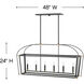 Selby 6 Light 48 inch Black with Heritage Brass Indoor Linear Chandelier Ceiling Light