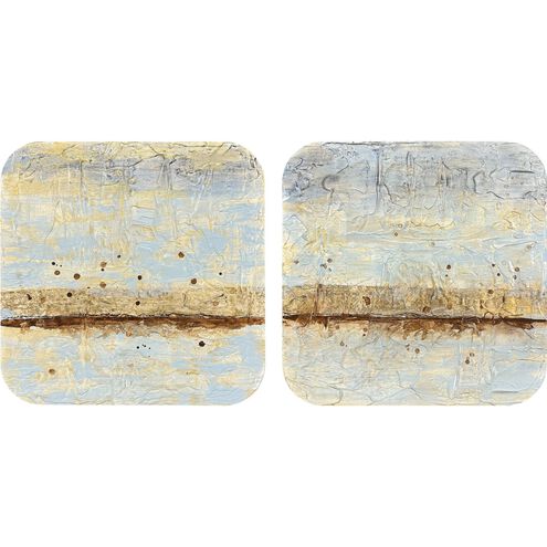 Coastal Horizon Blue and Brown and Metallic Wall Sculpture