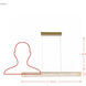 Golden Ratio 1 Light 43.3 inch Satin Gold Linear Pendant Ceiling Light