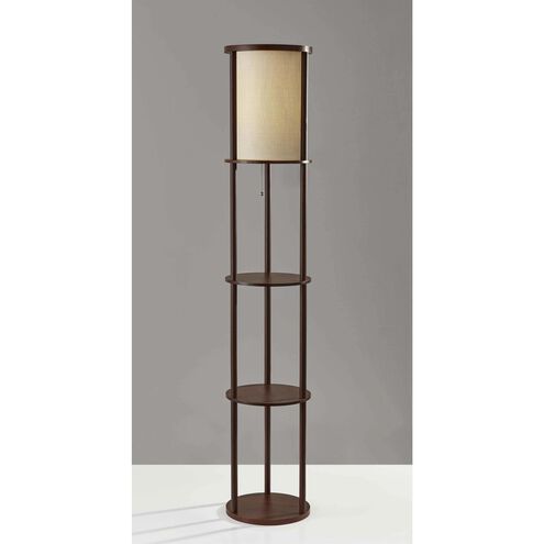 Stewart 63 inch 150.00 watt Walnut Wood Veneer Round Shelf Floor Lamp Portable Light