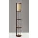 Stewart 62.5 inch 150 watt Walnut Wood Veneer Round Shelf Floor Lamp Portable Light