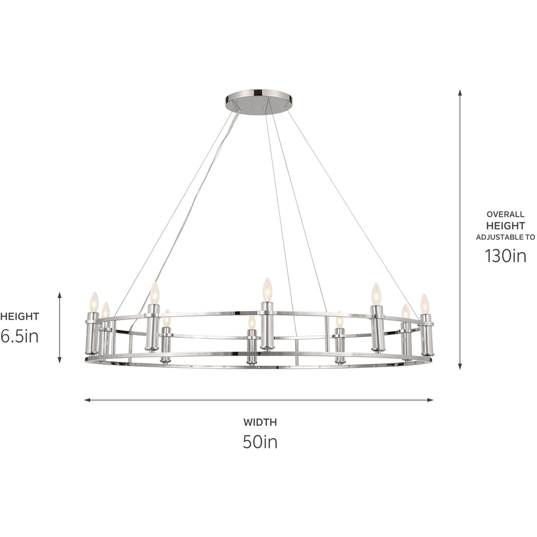 Rosalind 10 Light 50 inch Polished Nickel Chandelier Ceiling Light