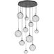 Gaia LED 36 inch Matte Black Multi-Pendant Ceiling Light in Clear, 2700K LED