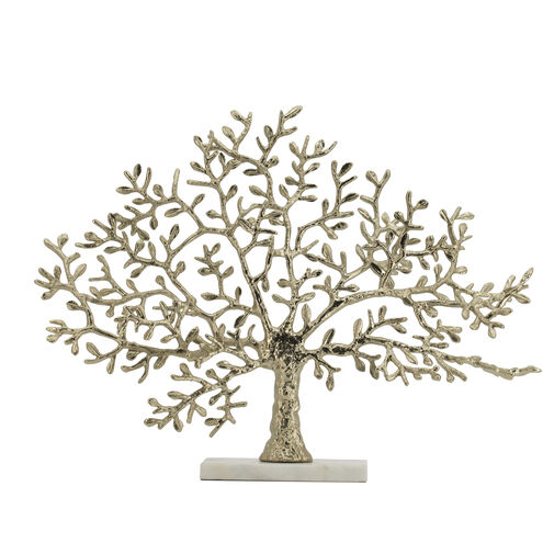 Anita Gold Finished Aluminum with White Marble Base Décor