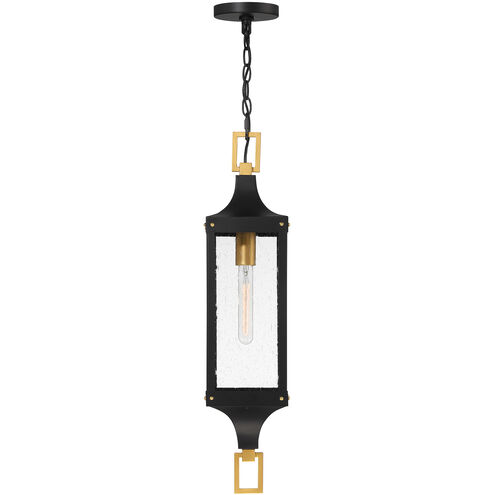 Glendale 1 Light 6.5 inch Matte Black with Burnished Brass Outdoor Hanging Lantern