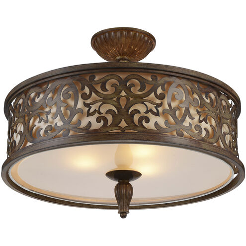 Nicole 5 Light 21 inch Brushed Chocolate Drum Shade Flush Mount Ceiling Light