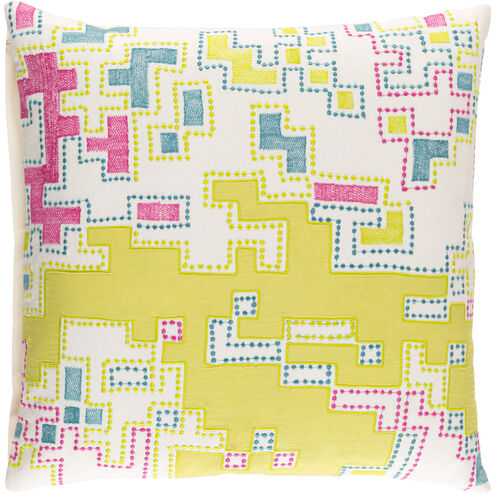 Macro 22 X 22 inch Bright Yellow and Bright Purple Throw Pillow