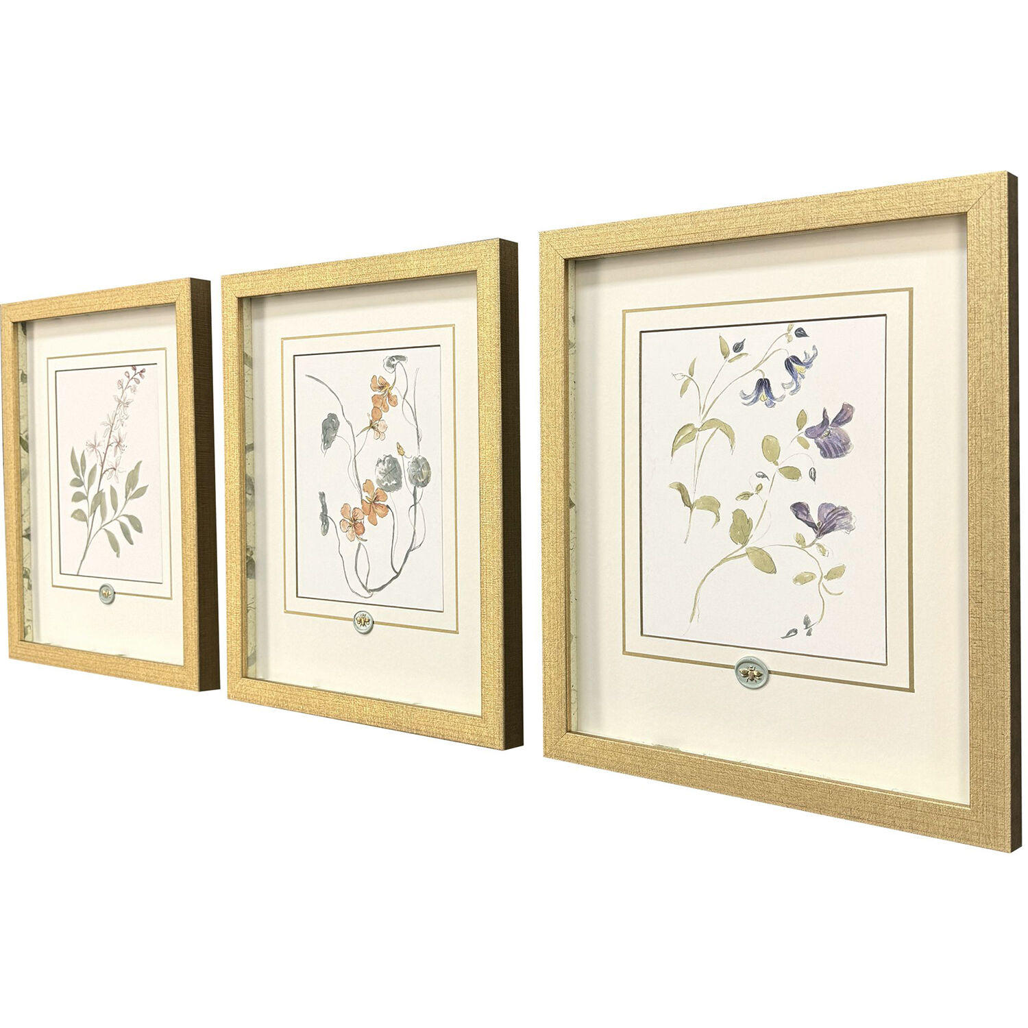 Garden Study Green and Pink and Multi and Yellow Framed Art