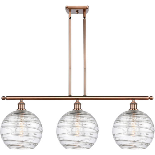 Ballston Deco Swirl 3 Light 37 inch Antique Copper Island Light Ceiling Light