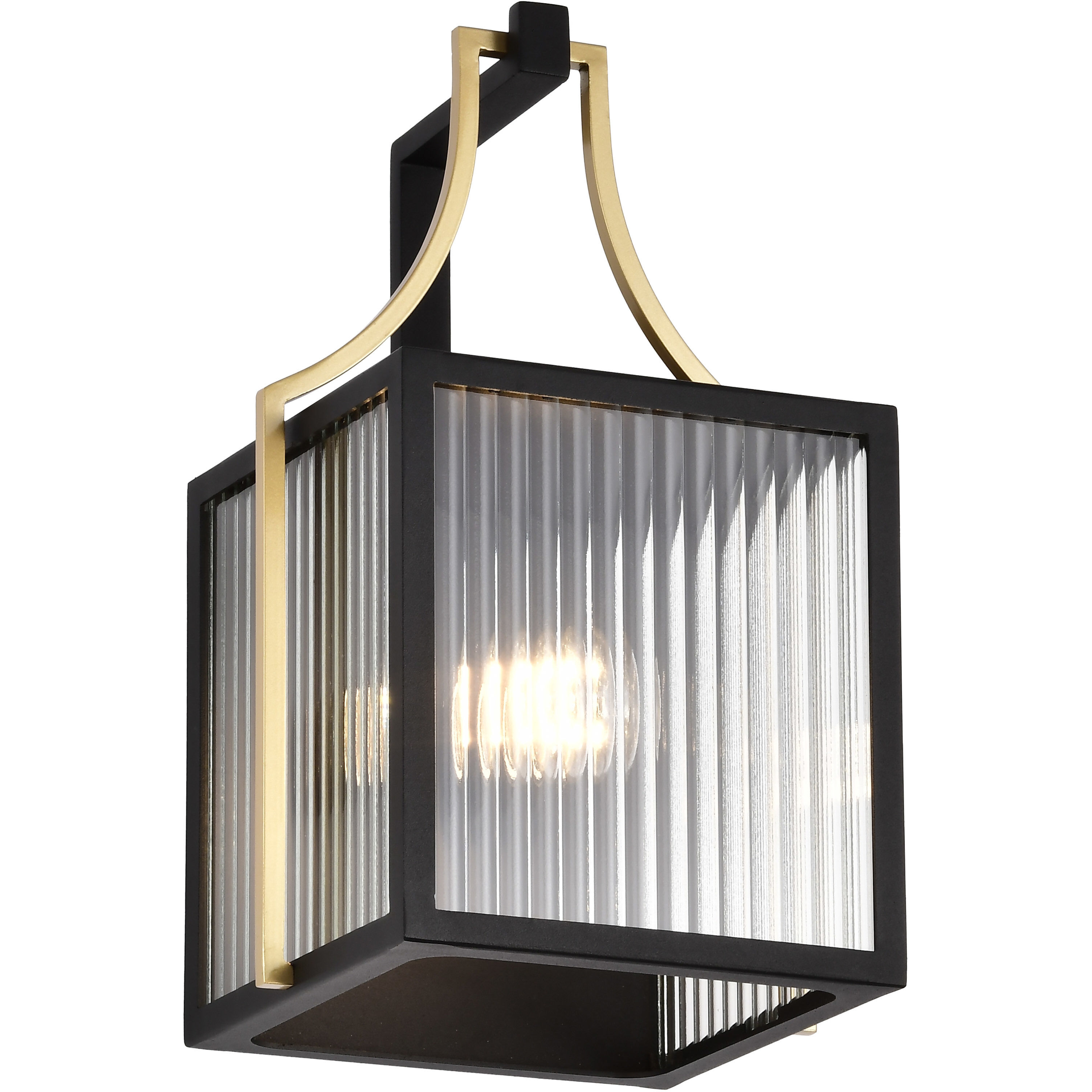 Holden 14.5 inch Black and Gold Outdoor Wall Light