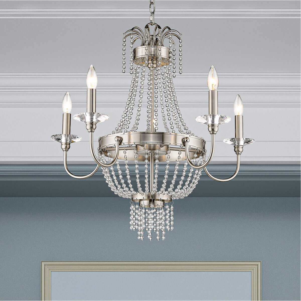 Valentina 5 Light 26 inch Brushed Nickel Chandelier Ceiling Light
