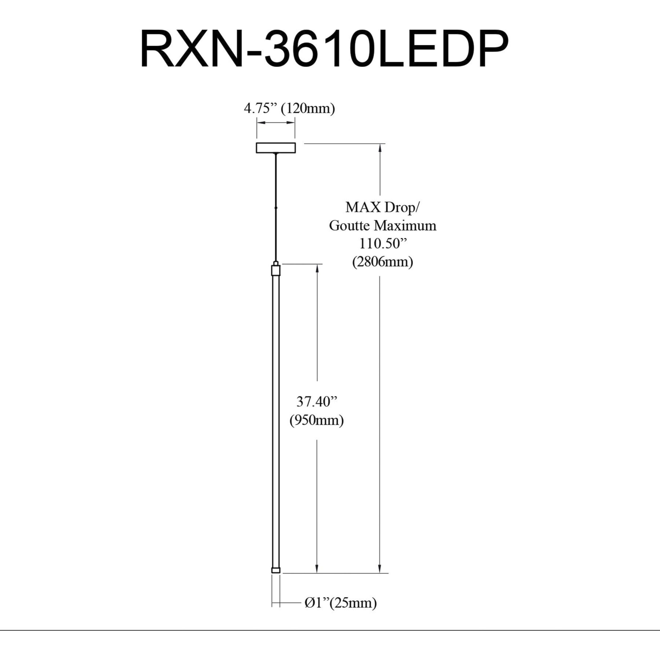 Roxanne LED 1 inch Matte Black Pendant Ceiling Light