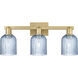 Bridal Veil 3 Light 24 inch Brushed Brass Bath Vanity Light Wall Light in Blue Glass