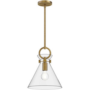 Emerson 1 Light 10.5 inch Aged Gold Pendant Ceiling Light in Clear Glass
