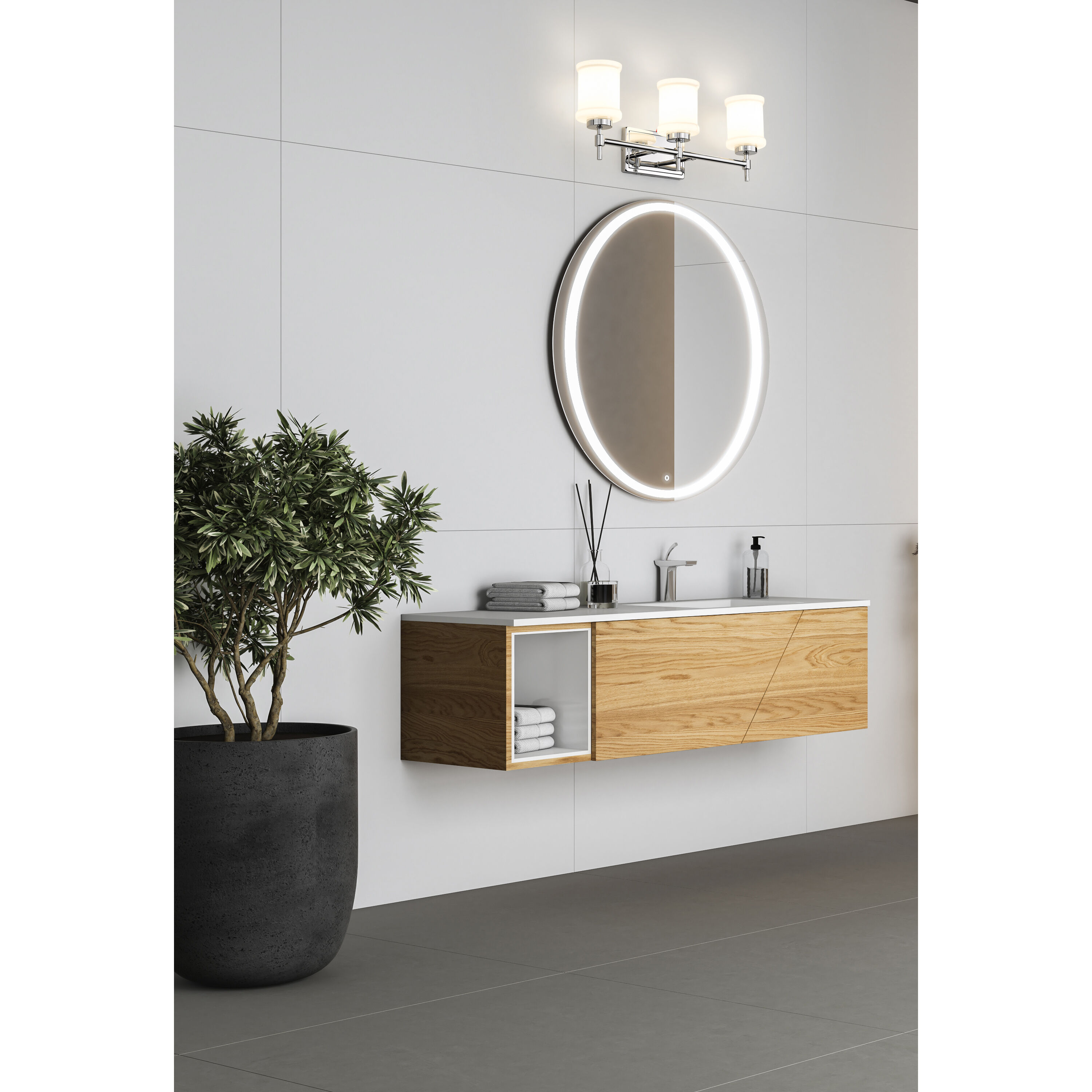 Cadoc 3 Light 23.5 inch Chrome Bath Vanity Light Wall Light