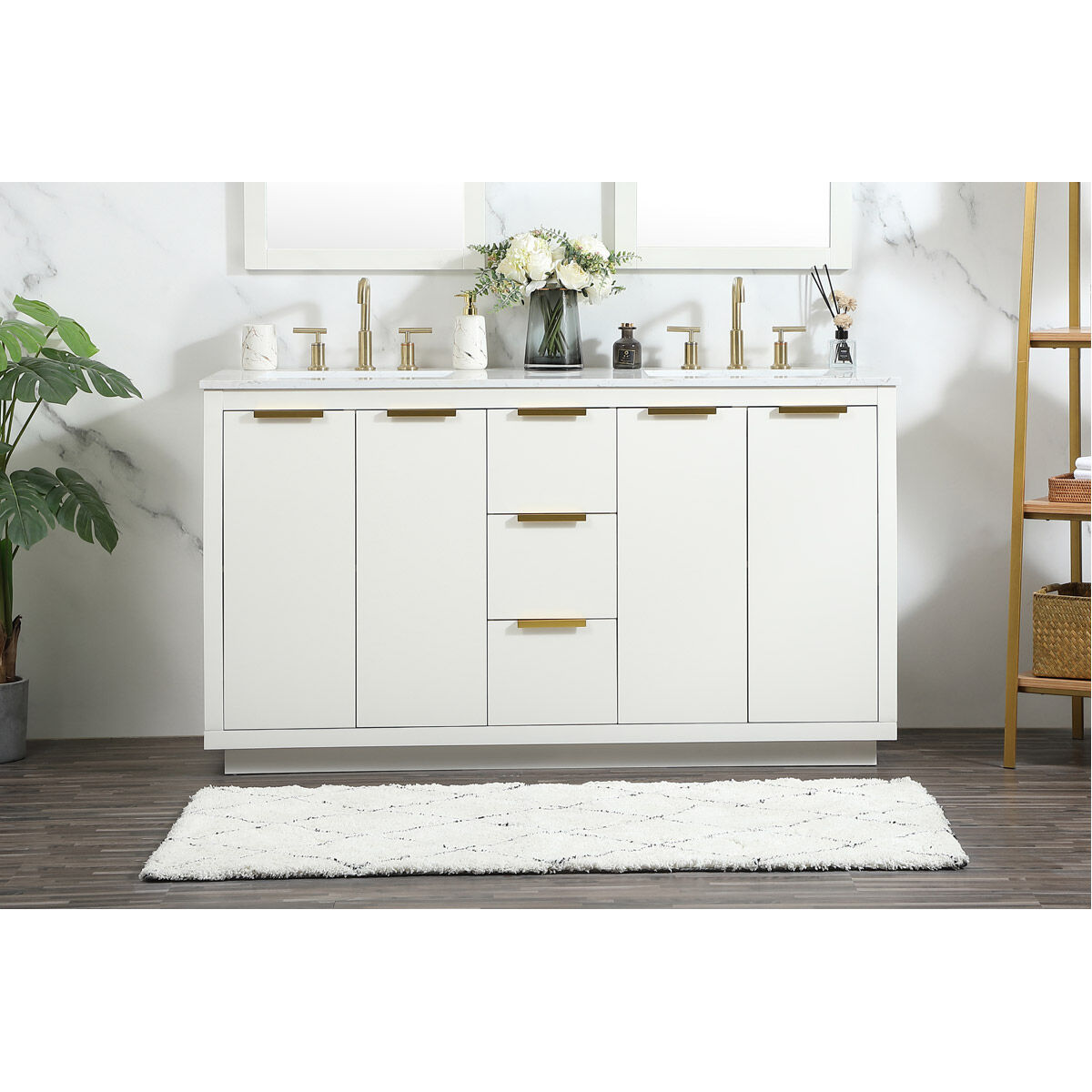 Blake 60 X 22 X 34 inch White Vanity Sink Set