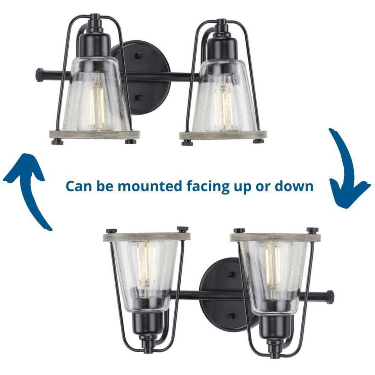 Conway 2 Light 15 inch Matte Black Bath Vanity Wall Light