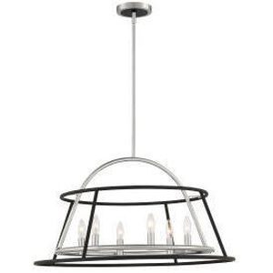 Campana 6 Light 3 inch Satin Nickel/black Chandelier Ceiling Light