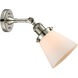 Franklin Restoration Small Cone 1 Light 6 inch Polished Nickel Sconce Wall Light in Matte White Glass, Franklin Restoration