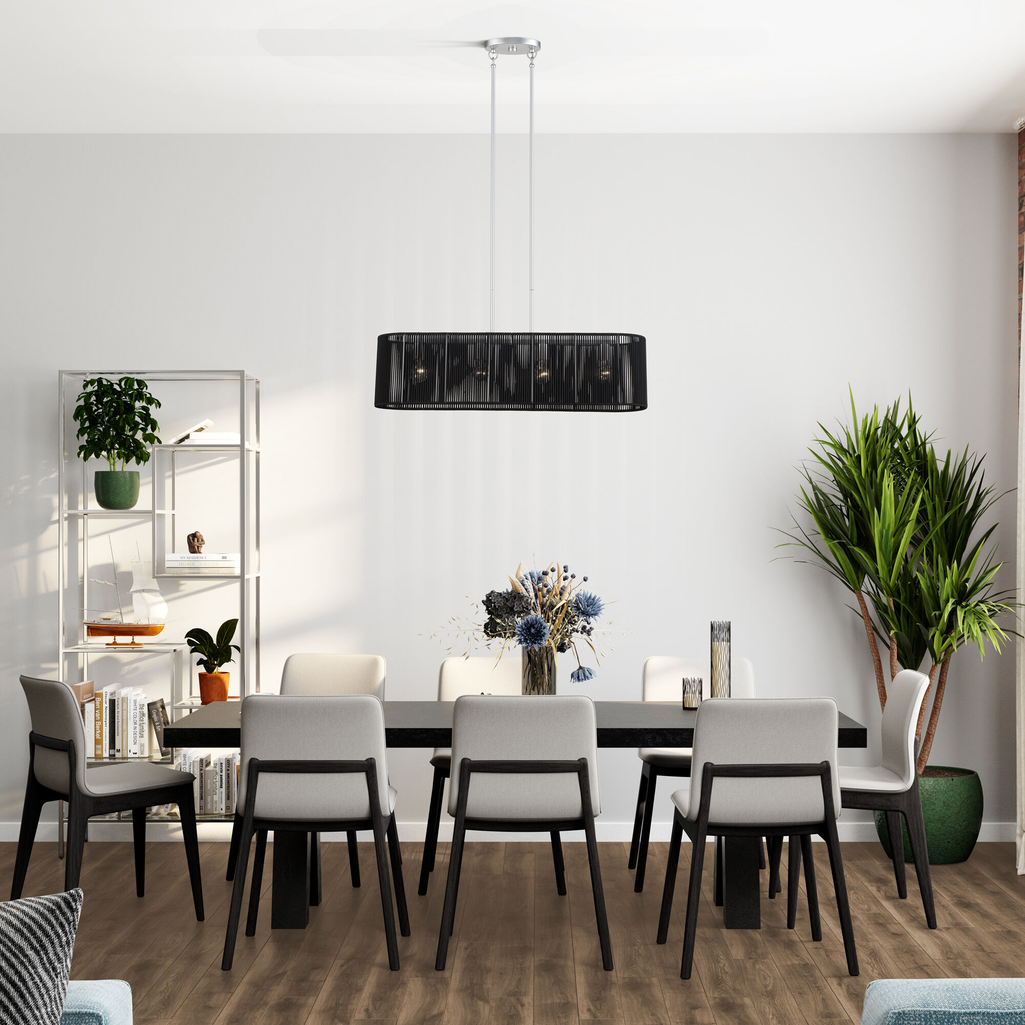 Acordia 4 Light 36 inch Painted Nickel Linear Chandelier Ceiling Light, Large