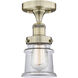 Canton 1 Light 5.25 inch Antique Brass Semi-Flush Mount Ceiling Light
