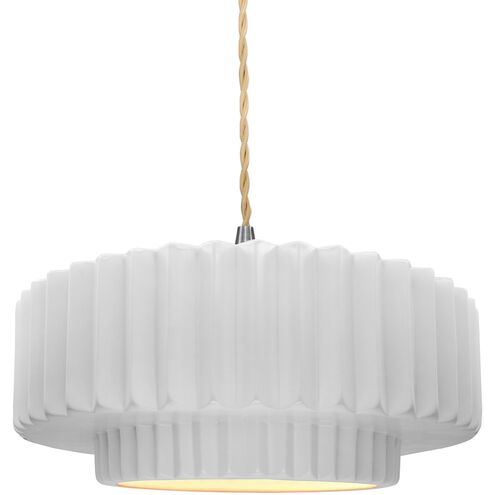 Radiance LED 14.5 inch Gloss White and Brushed Nickel Pendant Ceiling Light