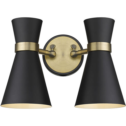 Soriano 2 Light 12 inch Matte Black and Heritage Brass Wall Sconce Wall Light