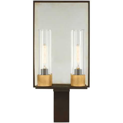 Ray Booth Beza LED 9 inch Warm Iron and Antique Mirror Double Reflector Sconce Wall Light