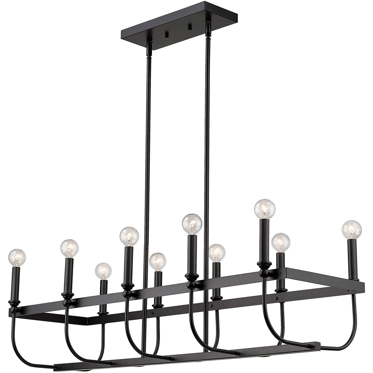 Beckett 10 Light 40 inch Matte Black Island Pendant Ceiling Light