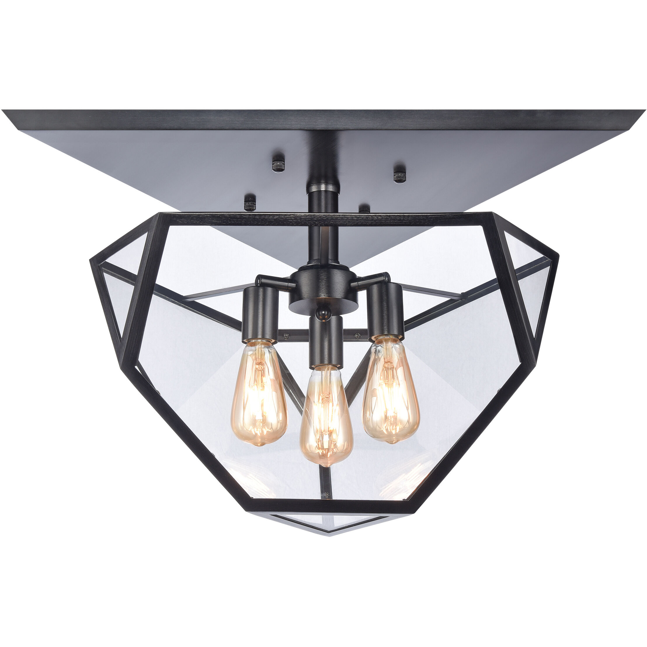 Moonbow 3 Light 20.75 inch Satin Brushed Black Semi Flush Ceiling Light